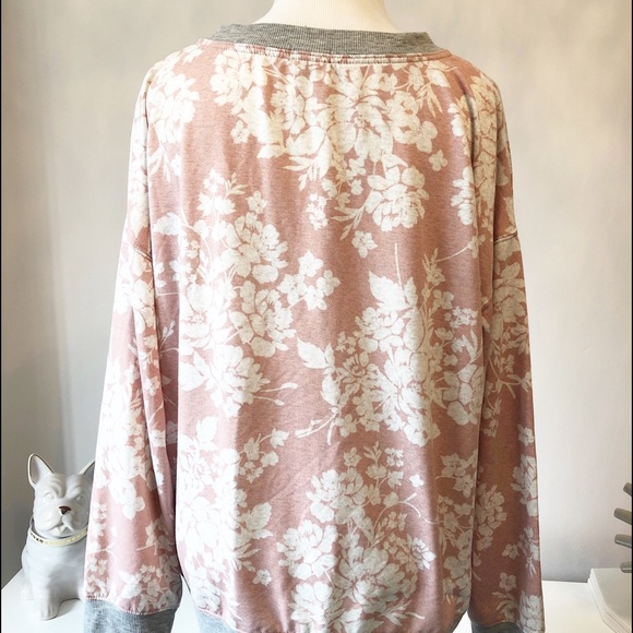 Splendid Heathered Pink Floral Sweatshirt - Picture 4 of 6